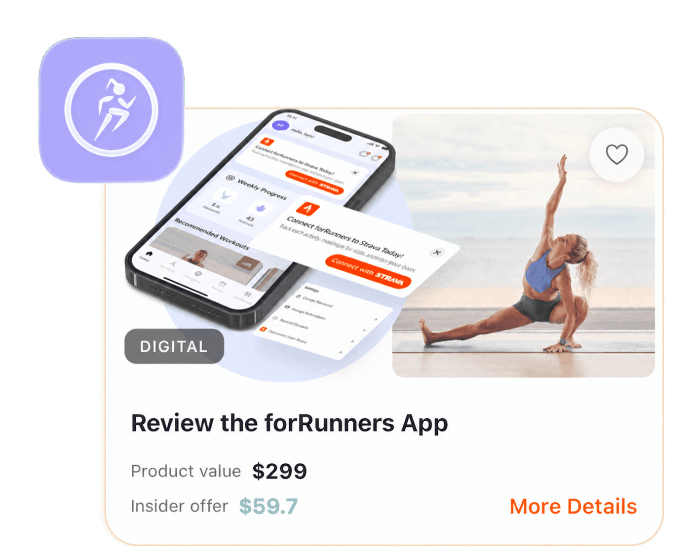 Digital campaign card for reviewing the forRunners App
